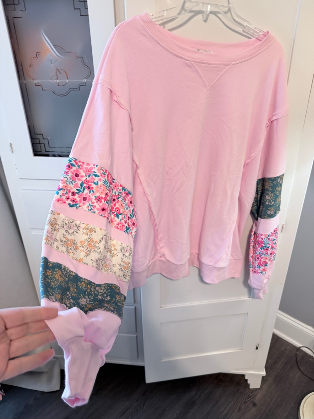 Emily Rose Light Pink Floral Patchwork Pullover